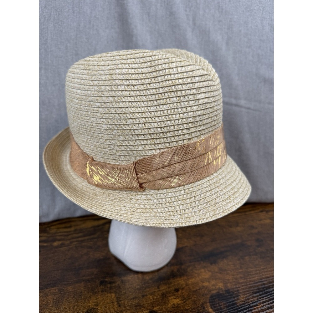 Gap women's Metallic banded straw fedora S/M - Picture 9 of 13